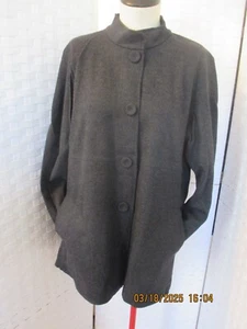 Eileen Fisher Charcoal Gray 100% Wool Coat Cardigan sz PL - Picture 1 of 9