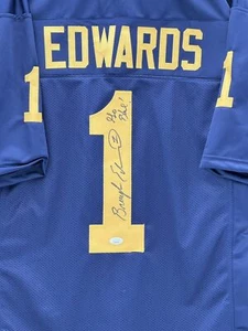 Braylon Edwards Autographed & Inscribed Michigan Wolverines Navy Custom Football - Picture 1 of 2