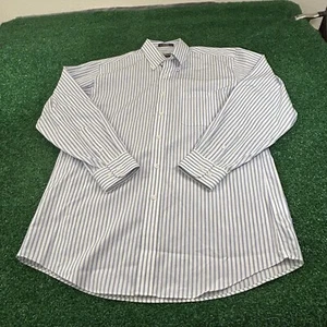 Kirkland Signature Dress Shirt Mens 15.5 32 Blue White Striped Work Button Up - Picture 1 of 9