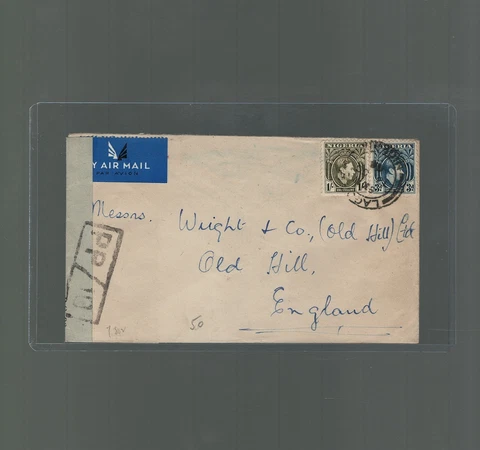 1944 Imperial Airways Airmail Cover Lagos Nigeria to Old Hill England Censored Cover