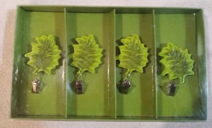Kohl's Summer Living green leaf pattern tablecloth weights set of 4 - NIB - Picture 1 of 4