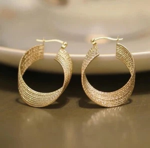 SHASHI Large Textured Hoop Earring Genuine SHASHI Gold Plated - Picture 1 of 10