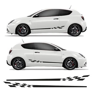 Chequered Flag Side Stripes Graphics Fits Alfa Romeo Mito Vinyl Decal Stickers - Picture 1 of 3