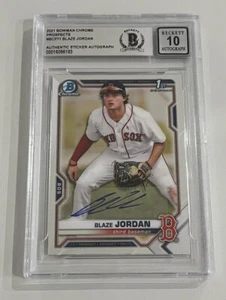 2021 TOPPS BOWMAN CHROME PROSPECTS BLAZE JORDAN 1st RC ROOKIE CARD AUTO BGS 10 - Picture 1 of 2