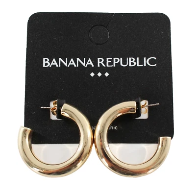 New Banana Republic Thick Gold Hoop Earrings #BRE60 - Image 1 of 2