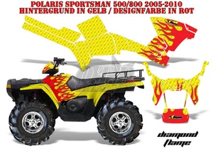 KIT GRÁFICO DE DECORACIÓN DE CARRERAS AMR ATV POLARIS SPORTSMAN MODELO DIAMANTE LLAMAS B - Imagen 1 de 5