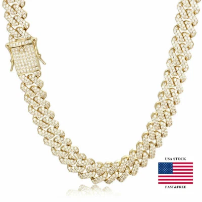 Men's Heavy 5A Iced Miami Cuban Link Chain With 14k Gold Plated Stainless Steel - Image 1 of 4