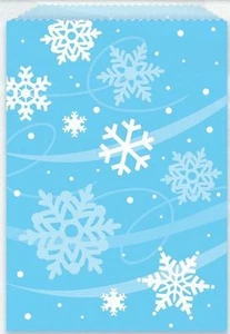 8 Weihnachten Schneeflocke Frozen Leckerli Tasche Kinder Party Süßigkeiten Beute Geschenk Gastgeschenk blau - Bild 1 von 1