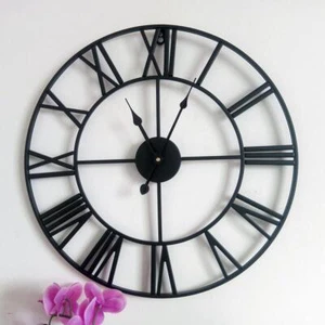 40cm Large Roman Numerals Outdoor Big Giant Garden Wall Clock Open Face Metal - Picture 1 of 16
