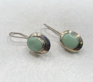 Orecchini Vintage Clyde Duneier CID Argento Sterling Pietra Verde - Foto 1 di 5