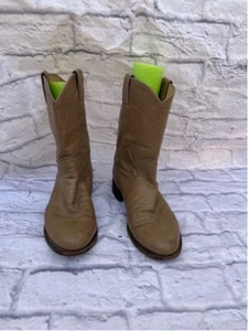 Men's Justin Beige Leather Cowboy Boots Size 7.5 - Picture 1 of 9