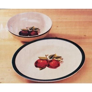 Casuals by China Pearl Apple Blossom Stoneware Two Piece Set Bowl & Platter NOS - Picture 1 of 5
