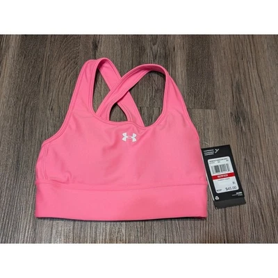 Under Armour XS Pink Compression Crossback Longline Sports Bra Womens - Image 1 of 3