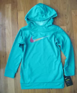 NIKE Girls Therma Dri-Fit Pullover Hoodie Tunic Style Turbo Green Sz 4 & 6 NWT - Picture 1 of 5