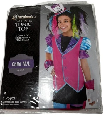 Storybook Dark Hatter Tunic Top Pink Purple Child M/L Halloween Cosplay Dress Up - Image 1 of 2