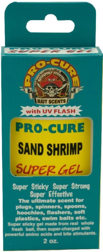 Pro-Cure Super Sticky Gel 2 oz Sand Shrimp Fishing Scent Attractant w/UV Flash - Image 1 of 1