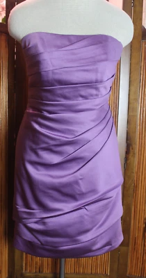Davids Bridal purple Wisteria satin bridesmaids evening cocktail dress 4 - Image 1 of 4
