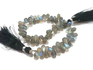 1 Strand Natural Labradorite Teardrop Faceted 4x6-5x8mm Beads 7"inch TF2 - Picture 1 of 6