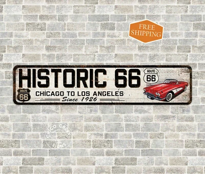Historic Route 66 Sign America Highway Garage Decor Road Trip 4x18 104182001024 - Image 1 of 4
