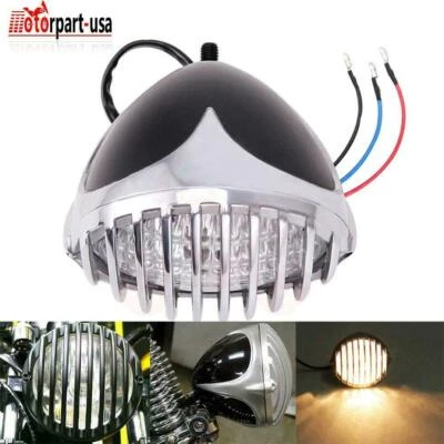 Motorcycle Headlight Finned Grill For Harley Chopper Bobber Cafe Racer Universal - Image 1 of 4