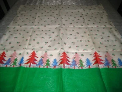 Difícil de encontrar NUEVO Tela de Navidad de colección pura árboles de Navidad 1950 64x38" EE. UU. Foto 1 de 4
