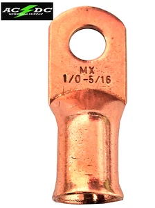 (6) Wire Ring Bare Copper 1/0 AWG Gauge 5/16" Connectors Car Audio Molex - Picture 1 of 2