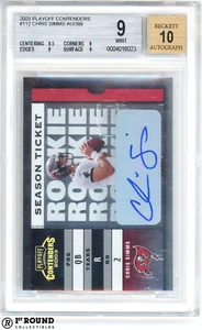 Chris Simms RC BGS 9 w 10 Auto: 2003 Playoff Contenders (AU) Rookie Card /389 - Picture 1 of 3