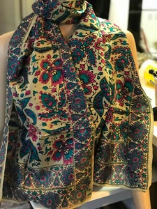 100% Silk Vintage Floral/Paisley Print Scarf 68''X15'' Handmade - Picture 1 of 11
