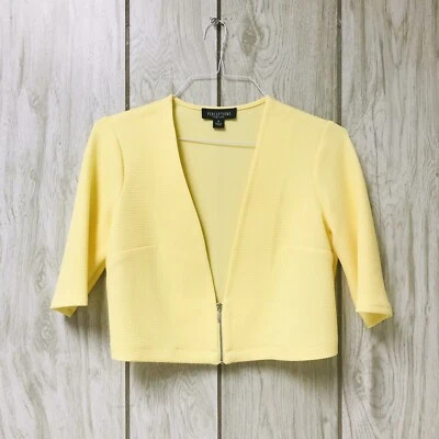 Perceptions Women Canary Yellow Zip Short Sleeve Cardigan Dress Jacket M - Image 1 of 4