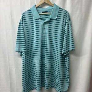 Mens Roundtree & Yorke Performance Striped Light Blue Golf Polo 4XB - Picture 1 of 4