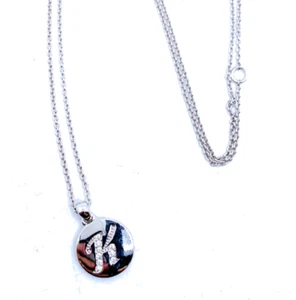 Nadri Signed Silver Tone Crystal K Initial Chain Necklace Excellent Condition - Picture 1 of 11