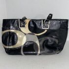 Coach Inlaid “c" Black Patent Leather & Suede Zip Tote Bag C1169-f17127