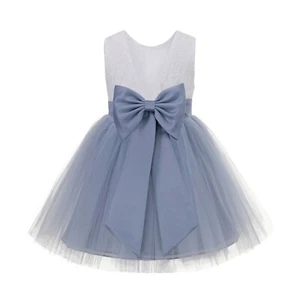 Backless Lace V-Back Flower Girl Dress Tulle Dresses Girl Dress Special Occasion - Picture 1 of 21