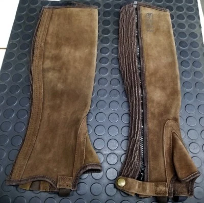 34-38 Nuevo Tredstep Irlanda MARRÓN gamuza premium 1/2 chaps pantorrilla 13" ht 16" era 140 Foto 1 de 2