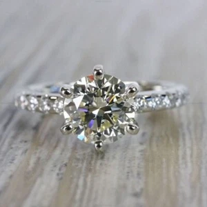 Moissanit Diamant Verlobungs Solitär Jubiläumsring für Mädchen 14k Gold - Bild 1 von 5