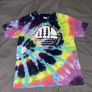 Little Silver Lake Wild Rose Wisconsin Kids Softball Shirt Small Tie Dye Boys - Picture 1 of 5