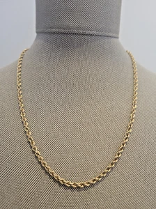 14 kt Gold Rope Chain, 16.5" long x 3 mm wide tw= 11.5 grams - Picture 1 of 5