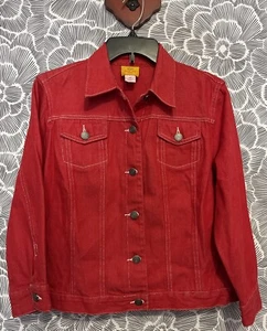 Ruby Rd Women’s Size 12 Petite Red Button-Up Denim-Style Cotton Jacket! A4331 - Picture 1 of 4