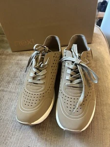 Next Taupe Faux Leather Trainers Next Size 6.5 - Picture 1 of 10