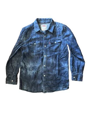 Levi’s Boys Large Blue Tie Dye Pearl Snap Long-Sleeve Western Denim Shirt - Image 1 of 4