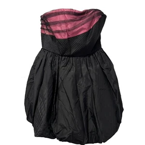 Alice + Olivia Black Pink Silk Strapless Fit & Flare Mini Bubble Dress Small NEW - Picture 1 of 7