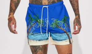Nova Men Jamaican Shore Swim Trunks Shorts Men's XL Blue 6" Inseam - Picture 1 of 4