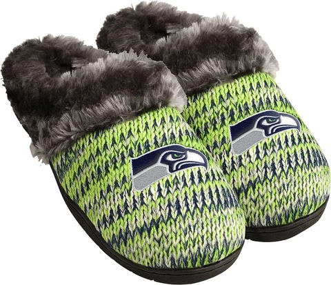 foco Womens NFL Team Logo Peak Slide Slippers SEATTLE SEAHAWKS Cover