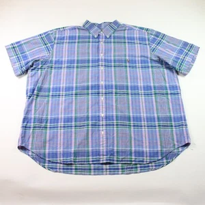 Ralph Lauren Men's 3XB Cotton Plaid Polo Pony Shirt Short Sleeve Button-Up Blue - Picture 1 of 9
