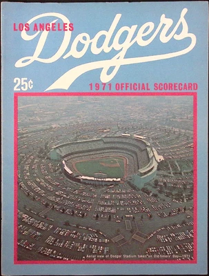 1971 Los Angeles Dodgers vs Pittsburgh Pirates Official Scorecard - Image 1 of 4