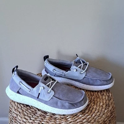 REEF Hombres Suela Hinchada Pier 36 Ligero Informal Sin Cordones Gris Lona Barco Zapatos 12 Foto 1 de 4