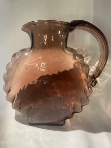 Art Glass Amethyst Coin Shaped Pitcher (BOX 17) - Picture 1 of 13