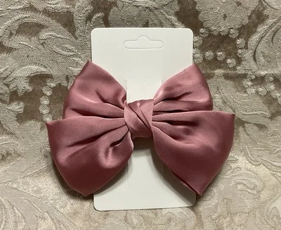 Mauve Satin Stylish Ribbon Bow Knot Hair Clip All Hair Types Non Slip - Image 1 of 4