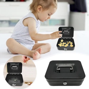 Pequeña caja de seguridad ignífuga cofre caja fuerte cerradura llave dinero documento efectivo joyas nuevo - Imagen 1 de 8