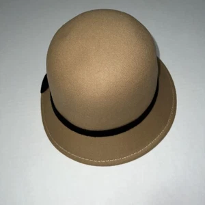 Hat Derby Brown Felt W/ Satin Band Tied In A Bow Size 57 - Picture 1 of 3
